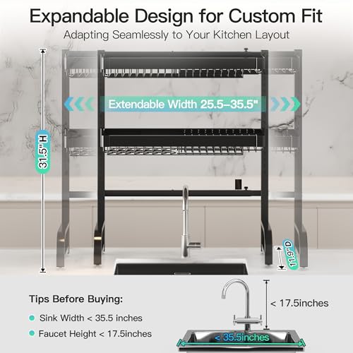 3 Tier Extra Large Stainless Steel Over The Sink Dish Drying Rack