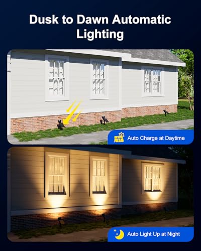 4 Pack Solar Spot Lights Outdoor Warm White LED Waterproof Landscape (4 Count)