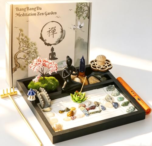 Tabletop Zen Garden Kit Mini Desktop Meditation Sand Tray Sand Garden