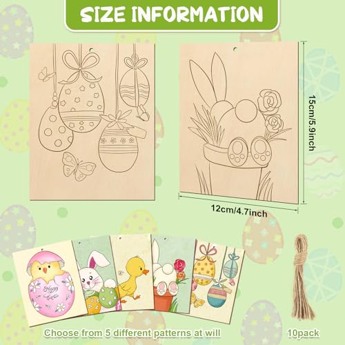 10 Pieces Large Easter Unfinished Wood Crafts to Paint for Adults