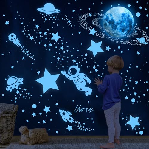530 Glow in the Dark Stars for Ceiling Moon and Space Wall Decals