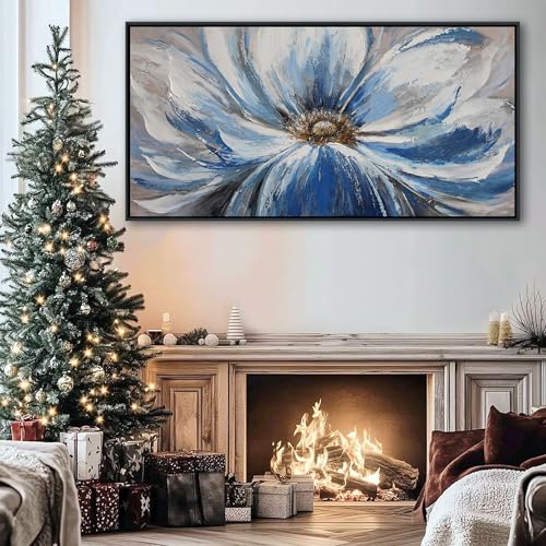 Large Blue Wall Art Framed