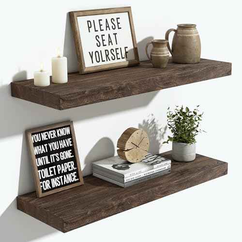 Elm Wood Floating Shelf 24x8” Set of 2 (2 Count)