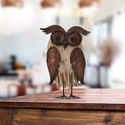 Owl Figurines Decor Animal Statue for Home Wooden Stand Owl Sculptures