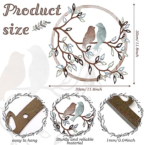 Metal Wall Art Bird on Tree Branch Silhouette Bird Hanging Ornament Porch Wall Decor for Living Room Outdoor Garden Bedroom Office Housewarming Party Decoration