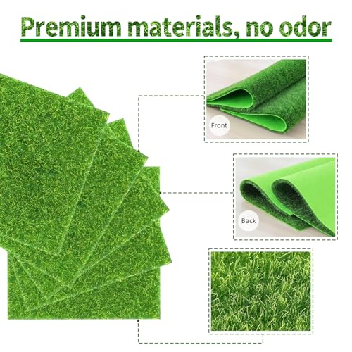 12 Pcs 6 X 6 Inch Fake Grass Decor for Crafts (12 Count)
