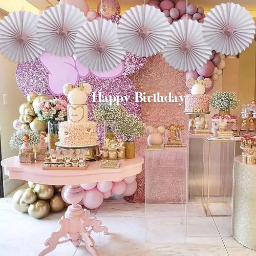Pink Birthday Decorations DIY Pink Paper Fans Set Hanging Decoration 16in