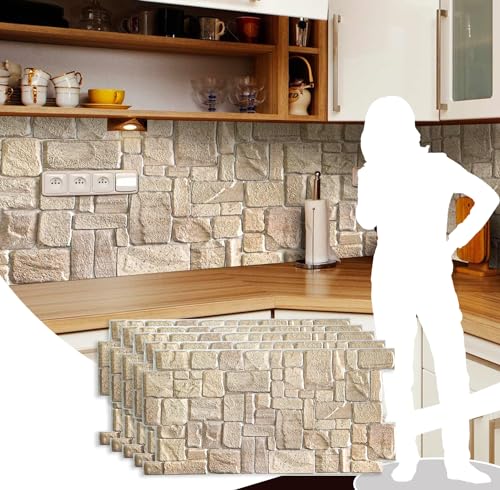 PG7005 5 Beige Faux Limestone PVC 3D Wall Panel (28.05 Sq Ft)