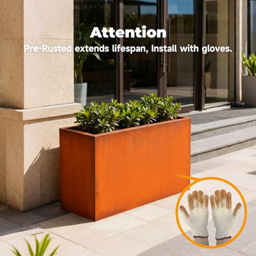 Corten Steel Planter Box 36" L x 15" W x 24" H Rusted Metal Outdoor Planter