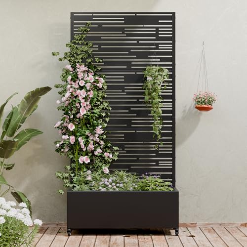 Metal Raised Garden Bed with Trellis and Wheels