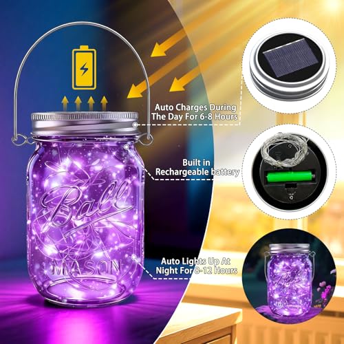 Mason Jar Solar Lights for Outside (12 Count)