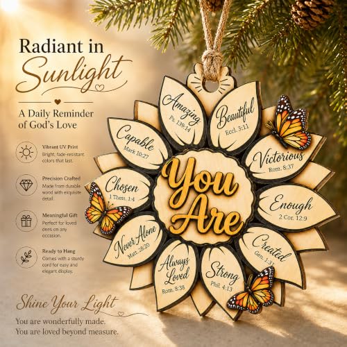 Religious Sunflower Christmas Ornament 2026