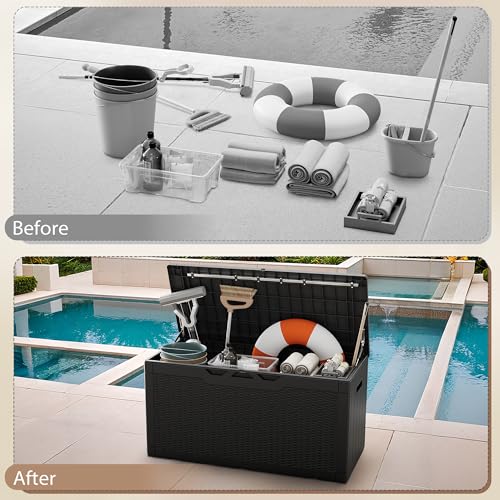 100 Gallon Deck Box Waterproof Outdoor Storage Box with Cushion