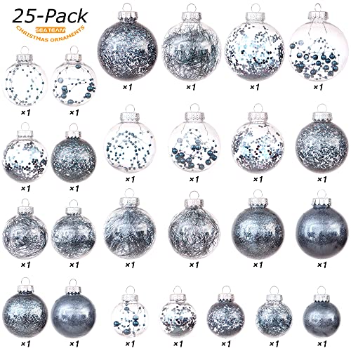 25 Pack Assorted Clear Christmas Ball Ornaments (25 Count)