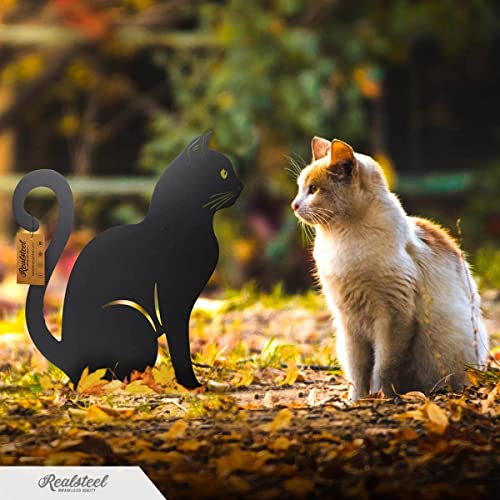 I 3 Pack Steel Cat Garden Decor I Outdoor Yard Decorations I Gift for Cat Lovers I Lawn Ornaments and Statues I Garden Signs Decorative Outdoor (3 Count)