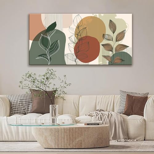 Green Canvas Art Wall Decor Abstract Boho Wall Art For Living Room 24x48