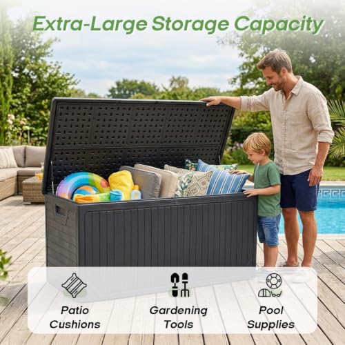 370 Gallon Extra Large Deck Box Waterproof
