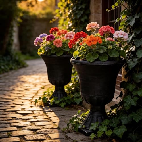 Autodaya 22" Tall Urn Planters for Outdoor Plants Set of 2 Large Flower Pot (2 Count)