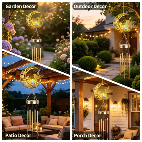 Colorful Solar Wind Chimes for Outside Gifts for Women