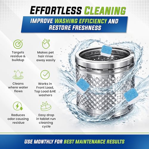 Washing Machine Cleaner Tablets 25 Pack for Front Load Top Load (25 Count)