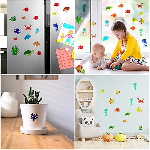20 PCS Sea Animals Thick Window Gel Clings for Kids Toddlers (100 Count)