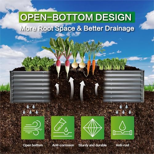 GARDMAX 8x4x2FT Galvanized Raised Garden Bed Kit