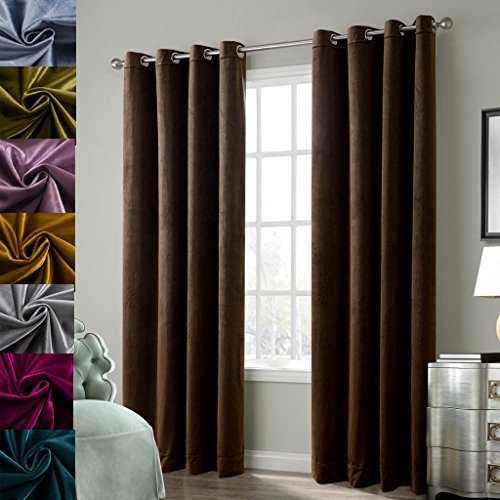 Set of 2 Blackout Velvet Drapes Room Darkening Curtains Panel Grommet Drapery