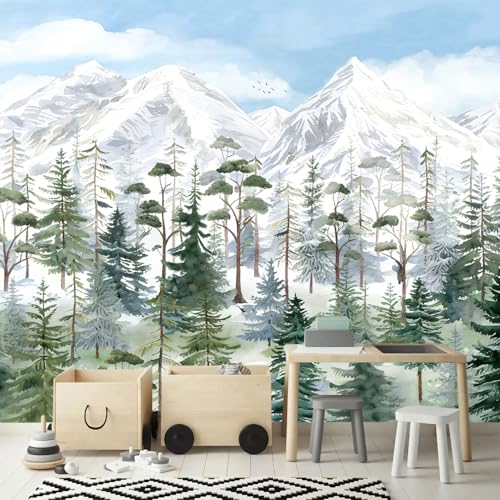 Watercolor Jungle Nursery Peel and Stick Wallpaper Woodland Mural