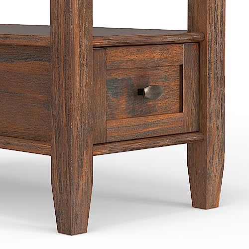 Warm Shaker 14" Wide Solid Wood End Table in Charcoal Brown