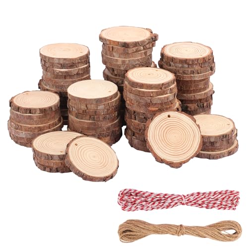 80 PCS 3.2 3.6inch Unfinished Wood Slices (80 Count)