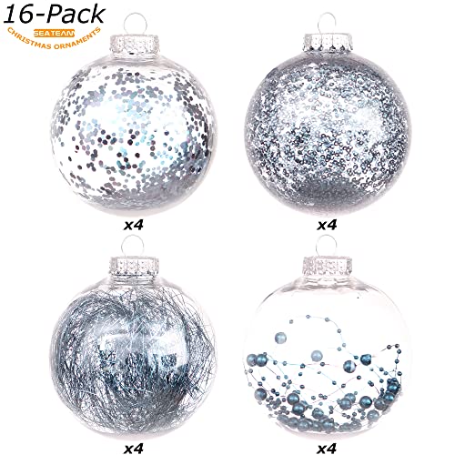 16 Pack Clear Christmas Ball Ornaments with Fillers (16 Count)