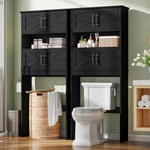 Over the Toilet Storage Cabinet with 4 Barn Doors