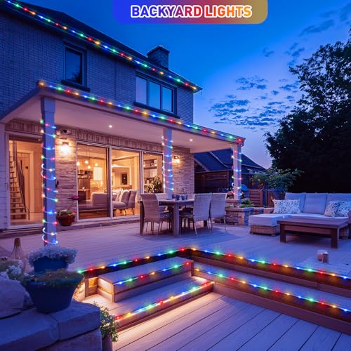 2 Pack 100 LED Solar Rope Lights Outdoor (66 Foot)
