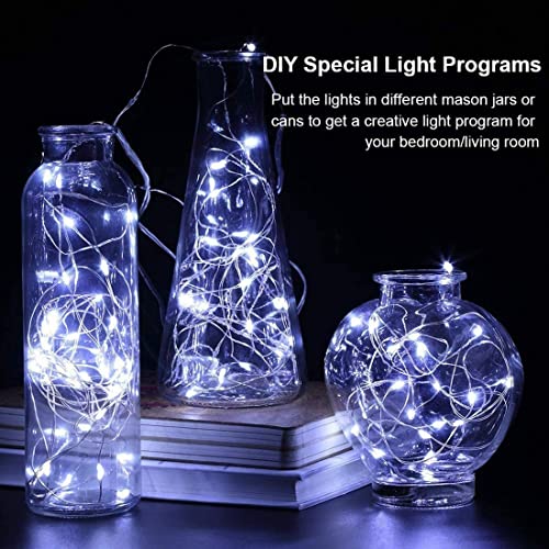 20 Pack Fairy Lights Battery Operated 7ft 20 LED Mini Fairy String Lights Waterproof Copper Wire Firefly Starry Lights for Wedding Party Mason Jars Christmas Centerpiece Table Decorations (20 Count)