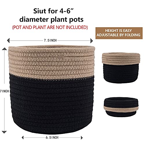 Woven Cotton Rope Plant Basket for 6" Pot H6 3