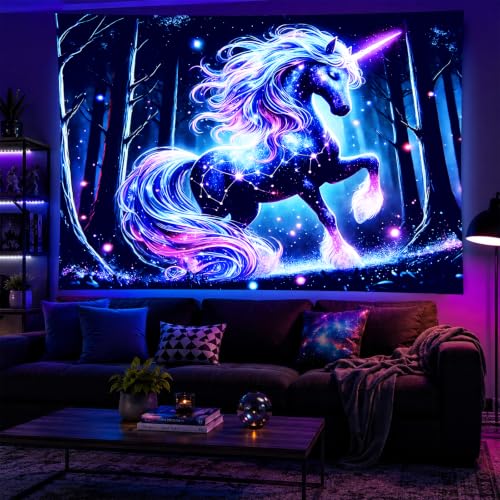 Blacklight Tapestry Fluorescent Glow UV Backdrop 78 x 59 Inch