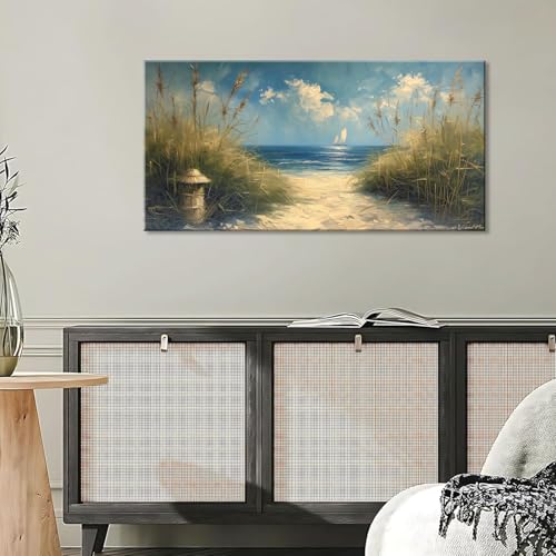 Beautiful White Sandy Beach by Seaside Landscape Wall Art Decor Artwork for Bedroom Living Room