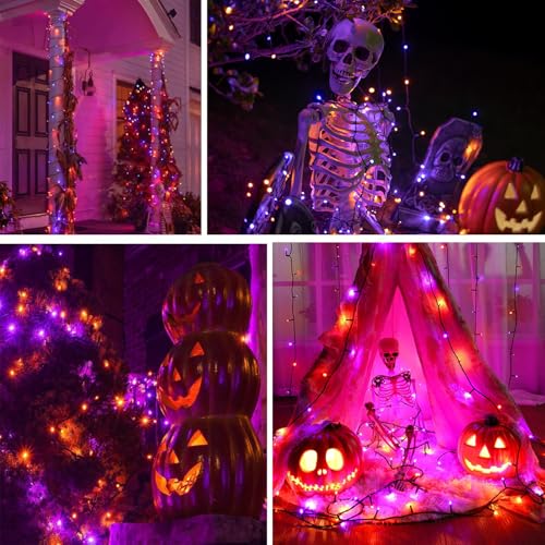 75.8FT 200 LED Linkable Orange and Purple Halloween Lights Indoor Outdoor