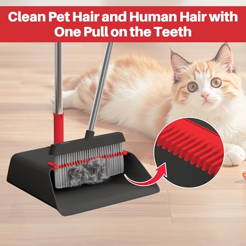 Black and Red Broom and Dustpan Set