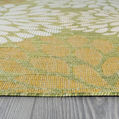 Outdoor Rug 8x10 Modern Exotic Tropical Leaf Area Rugs for Indoor and Outdoor Patio Deck Porch Garden Water Resistant Washable Outside Carpet