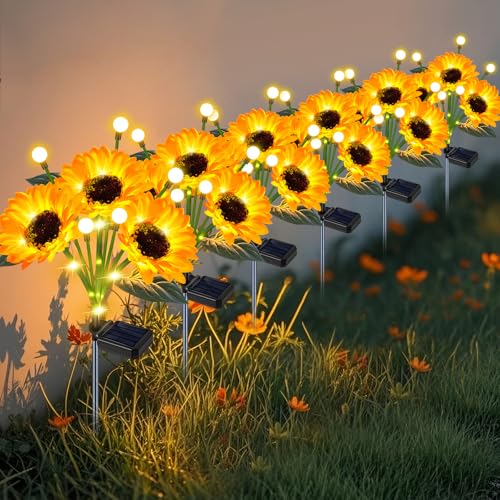 6 Pack Solar Sunflower Lights Waterproof Outdoor (2 Count)