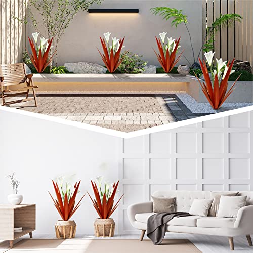 Metal Agave Plant Outdoor Decoration Lily Mexican Yard Art Garden Statue (3 Count)