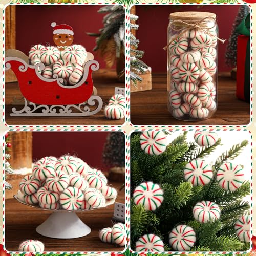 36 Pcs Felt Peppermint Christmas Decorations Wool (36 Count)