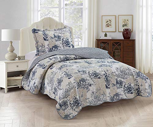 Blue Toile Quilt Set