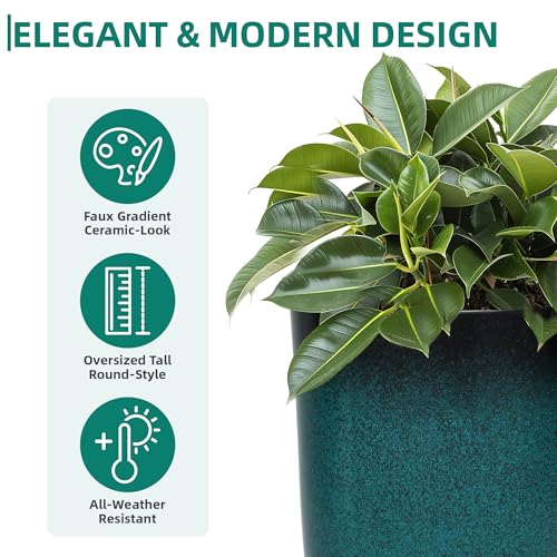 Autodaya 24" Tall Large Outdoor Planters for Plants Set of 2 (2 Count)