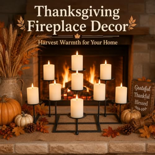 Pillar Fireplace Candle Holder for Inside Fireplace (9 Count)
