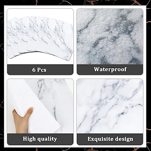Marble Plastic Placemats Set of 6 Marbles Table Mats 17×13×0.04in (6 Count)
