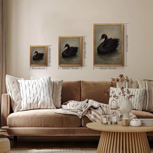 Framed Swan Canvas Wall Art for Living Room