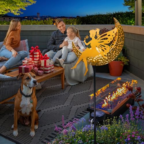 Fairy Moon Solar Lights Outdoor Garden Gifts for Mom Yard Decorations Stakes Lights