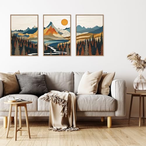 Large Sunset Mountain Framed Wall Art